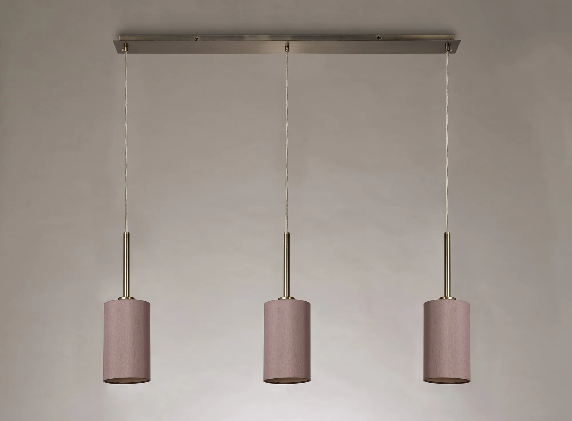 Baymont 12cm Shade 3 Light Pendant Antique Brass; Taupe/Halo Gold DK0772  Deco Baymont AB TA